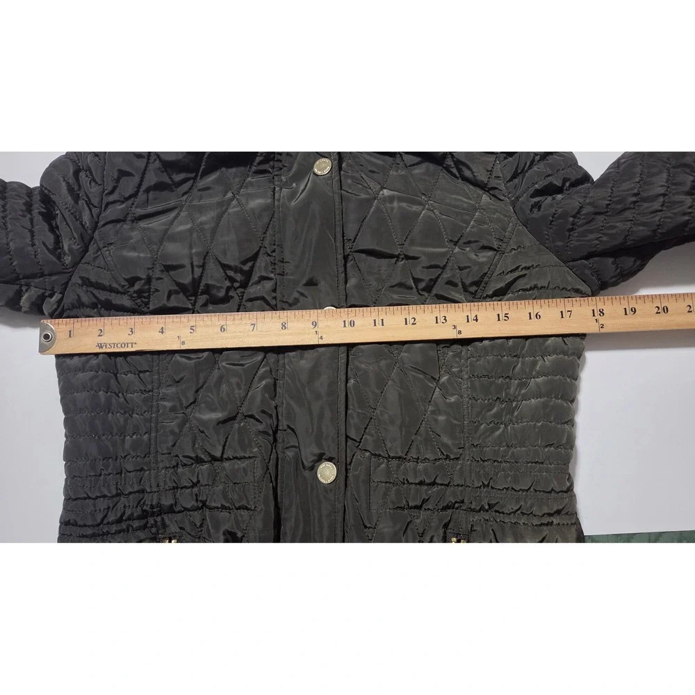 Michael‎ Kors Quilted Moss Green Puffer Jacket Gold Hardware Hidden Hood Size PS